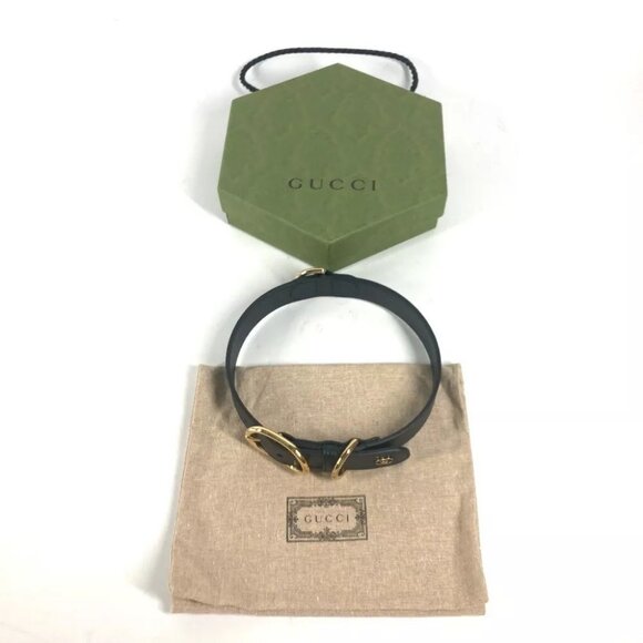 GUCCI 695256 GG Large/Extra Large Pet Dog Collar Black/GoldHardware Unused - Picture 10 of 16